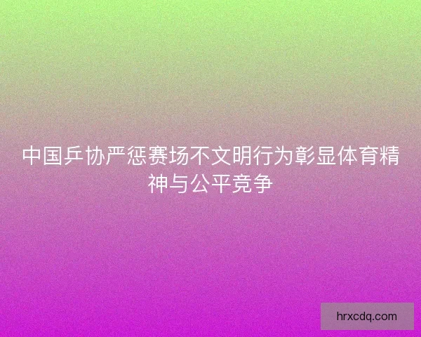 中国乒协严惩赛场不文明行为彰显体育精神与公平竞争 中国乒协严惩赛场不文明行为彰显体育精神与公平竞争